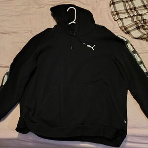 Puma Men's Black Hoodie with Logo Sleeves